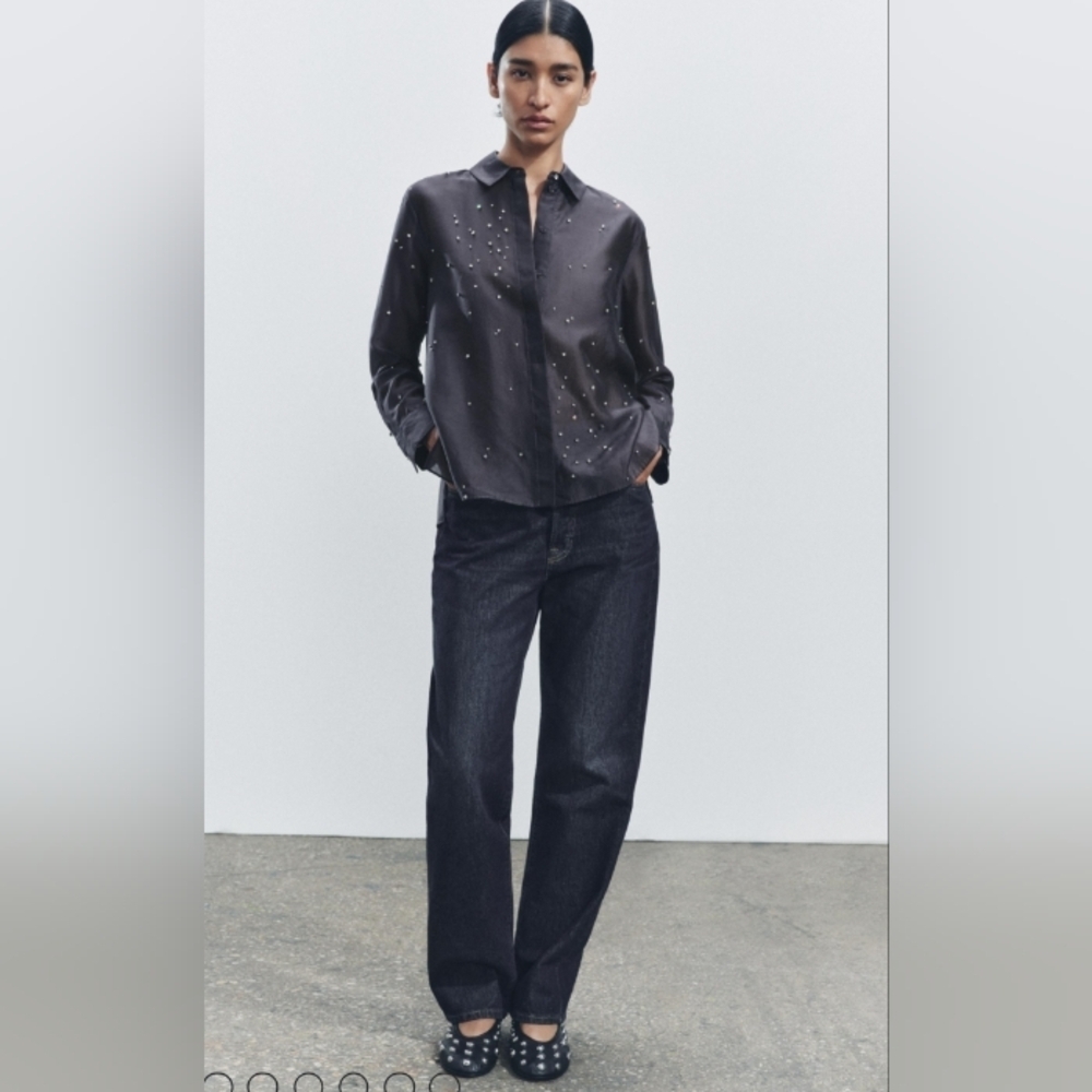 Zara Studded Button-Up Shirt